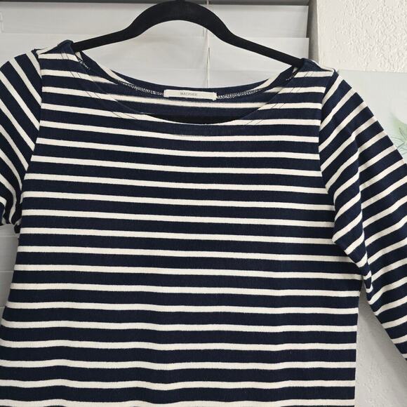 Macphee Japanese Nautical Striped Dress Navy White S Coastal Resort Minimalist - Picture 2 of 11